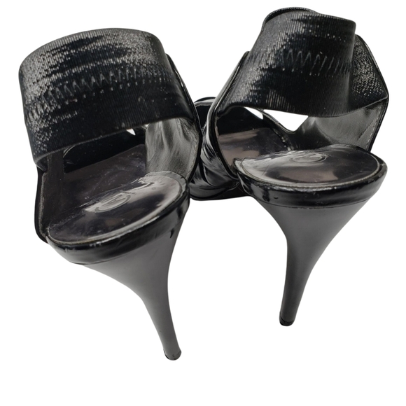 Carlos Santana | Angelic Black Patent Leather Peep Toe Mary Jane Stilettos 7 - Picture 3 of 13